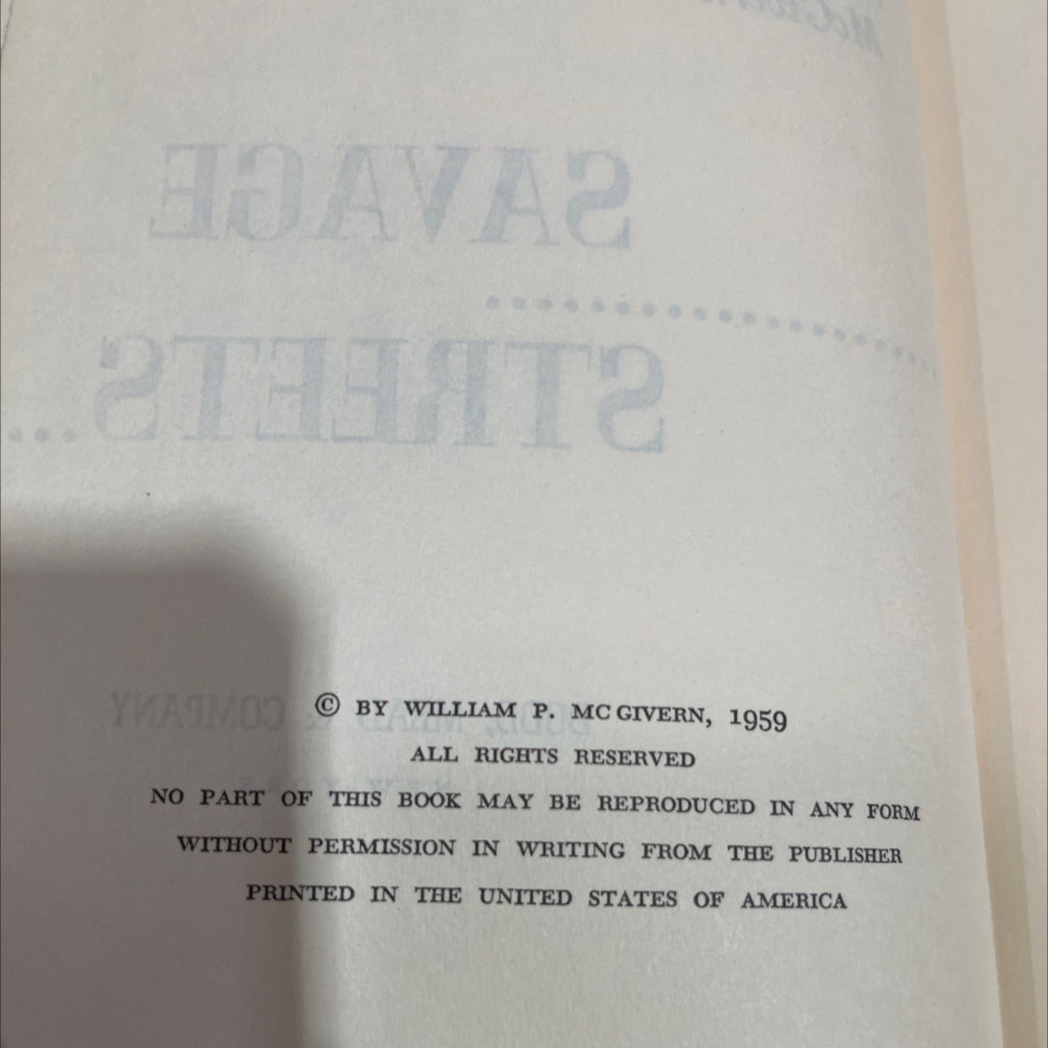 savage streets book, by William P. McGivern, 1959 Hardcover image 3
