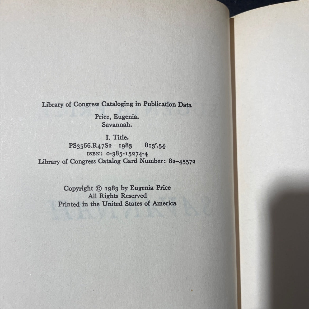 savannah book, by eugenia price, 1983 Hardcover image 3