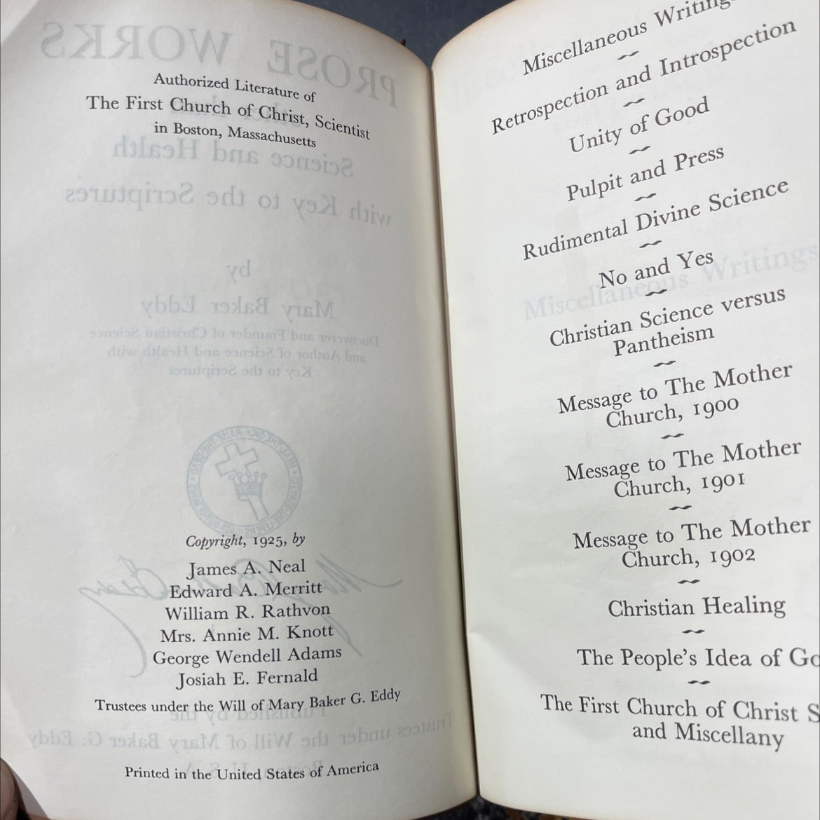 science and health with key to the scriptures book, by mary baker eddy, 1925 Leather image 3