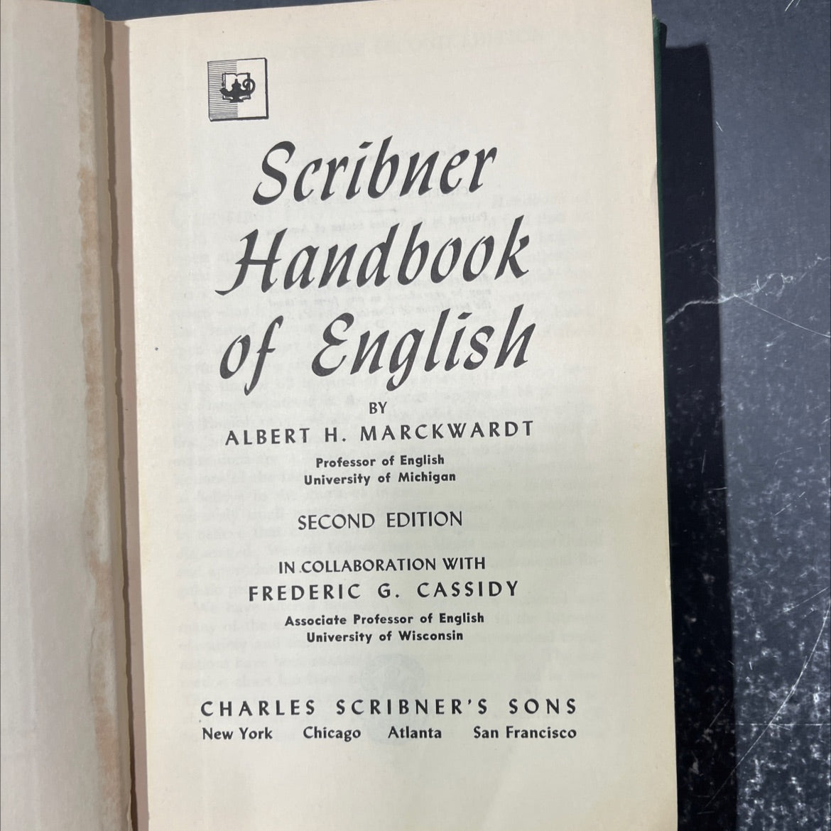scribner handbook of english book, by albert h. marckwardt, 1948 Hardcover image 2