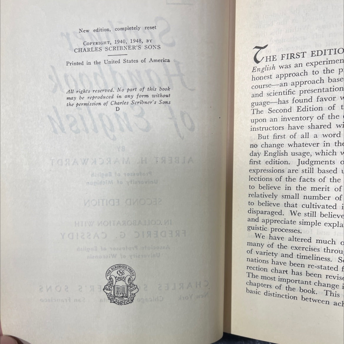 scribner handbook of english book, by albert h. marckwardt, 1948 Hardcover image 3