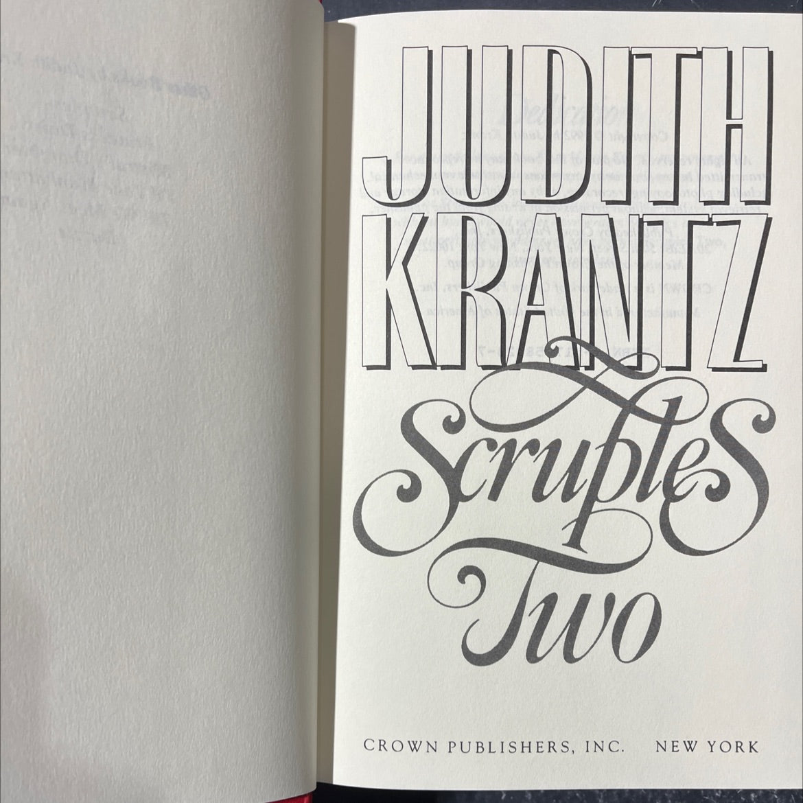 scruples two book, by judith krantz, 1992 Hardcover image 2