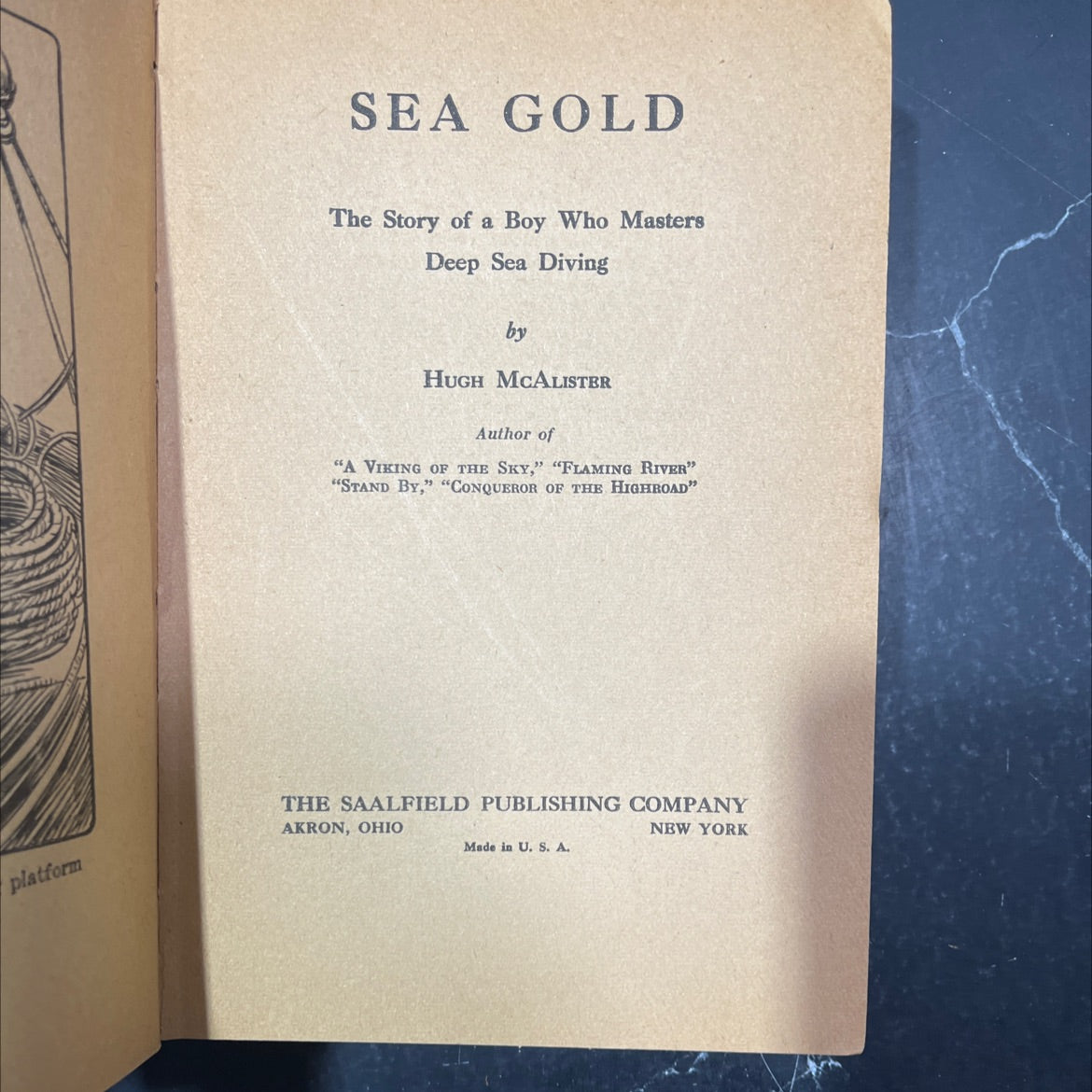 sea gold the story of a boy who masters deep sea diving book, by hugh mcalister, 1931 Hardcover image 2