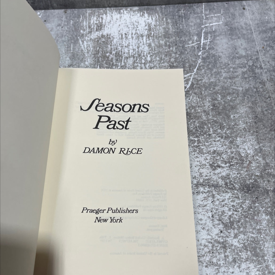 seasons past book, by damon rice, 1976 Hardcover image 2
