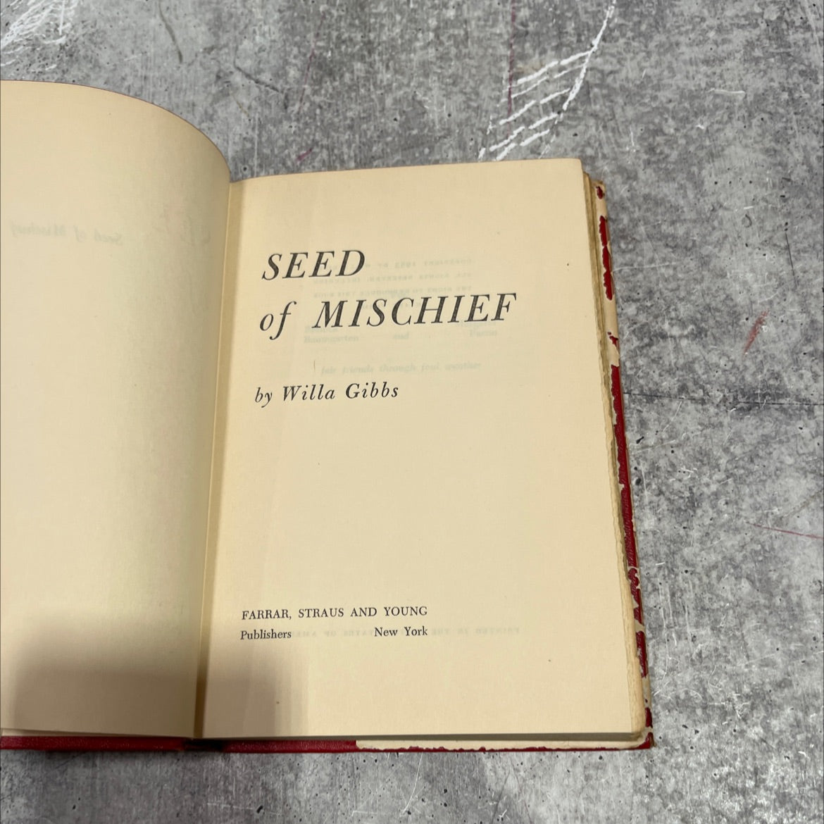 seed of mischief book, by Willa Gibbs, 1953 Hardcover image 2