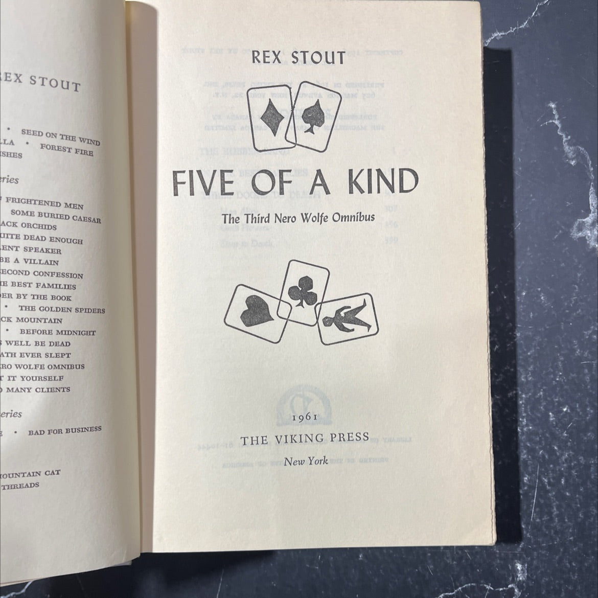 seed on the wind book, by rex stout, 1961 Hardcover image 2