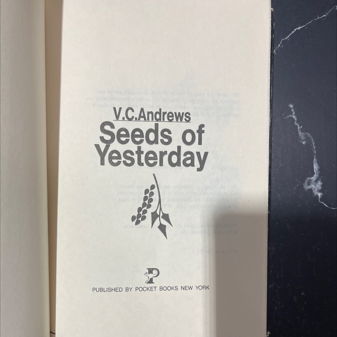 seeds of yesterday book, by V.C. Andrews, 1984 Hardcover image 2