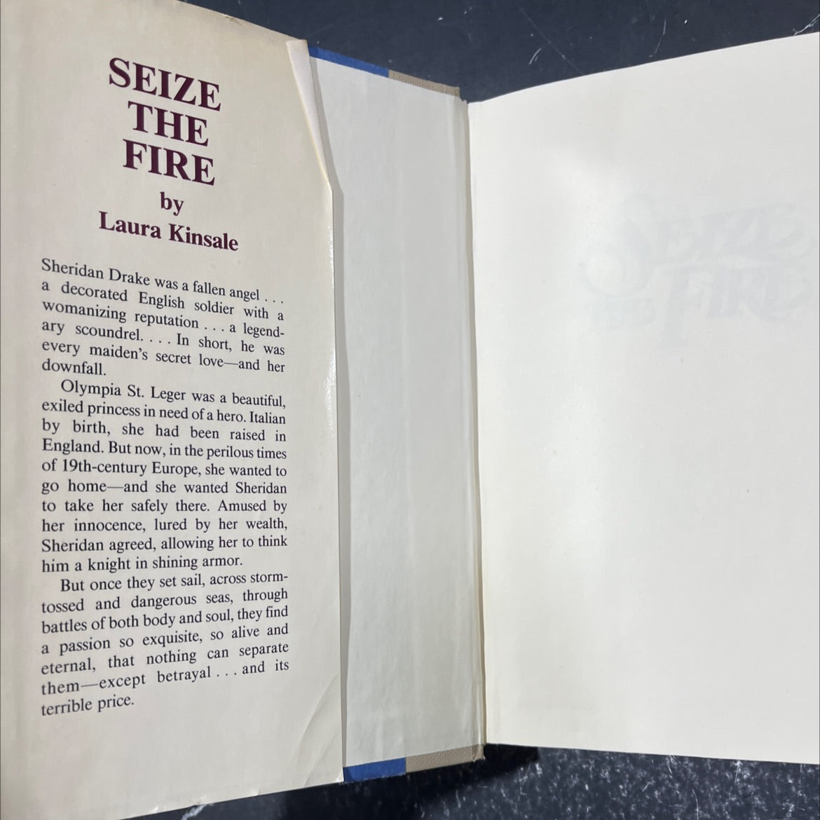 seize the fire book, by laura kinsale, 1989 Hardcover image 4