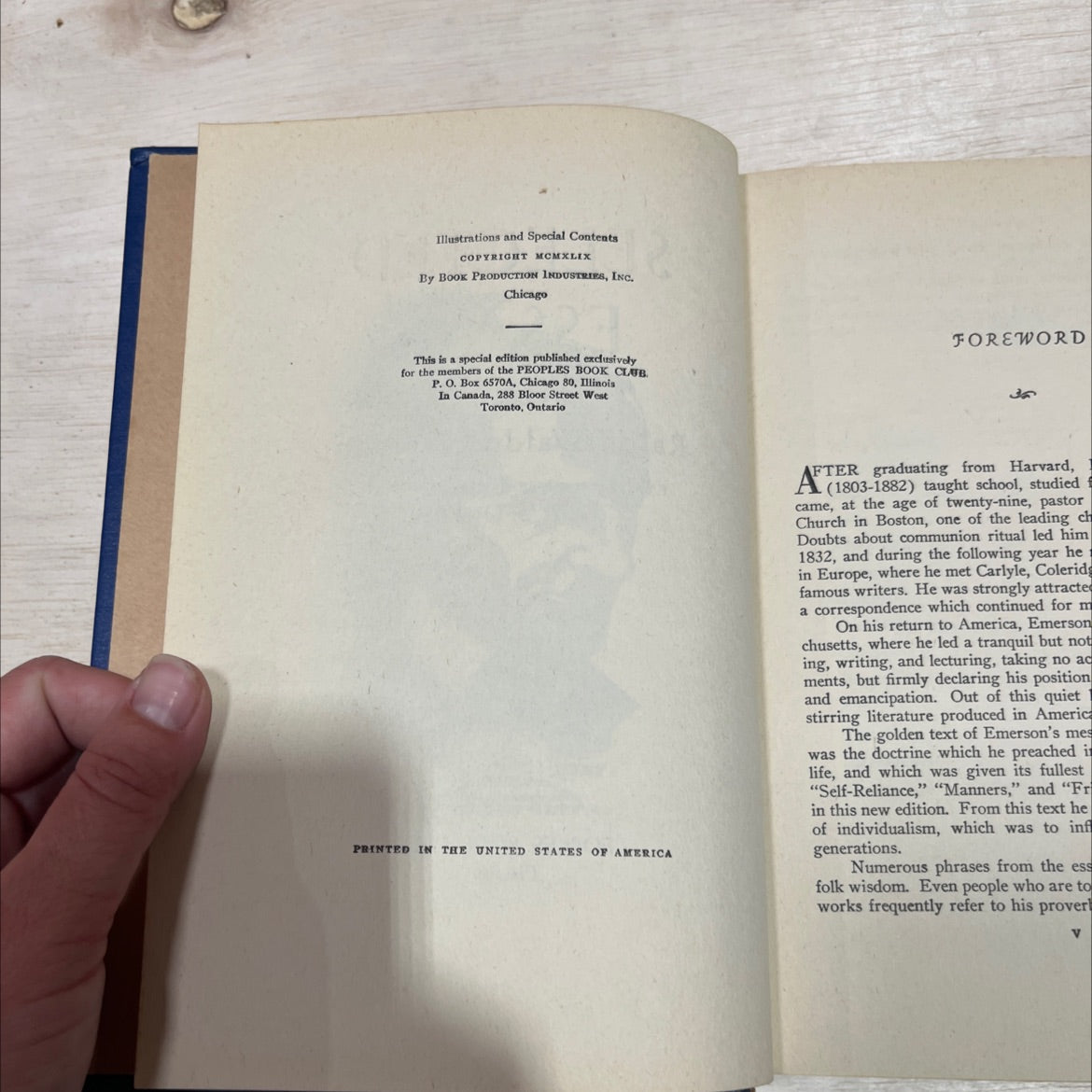 selected essays book, by ralph waldo emerson, 1949 Hardcover image 3
