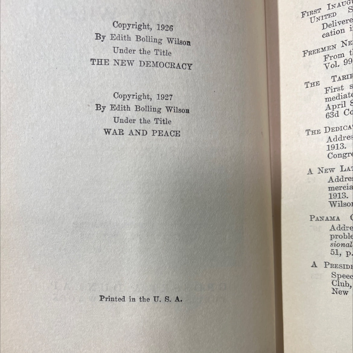 selected literary and political papers and addresses of woodrow wilson volume ii book, by woodrow wilson, 1927 Hardcover image 3