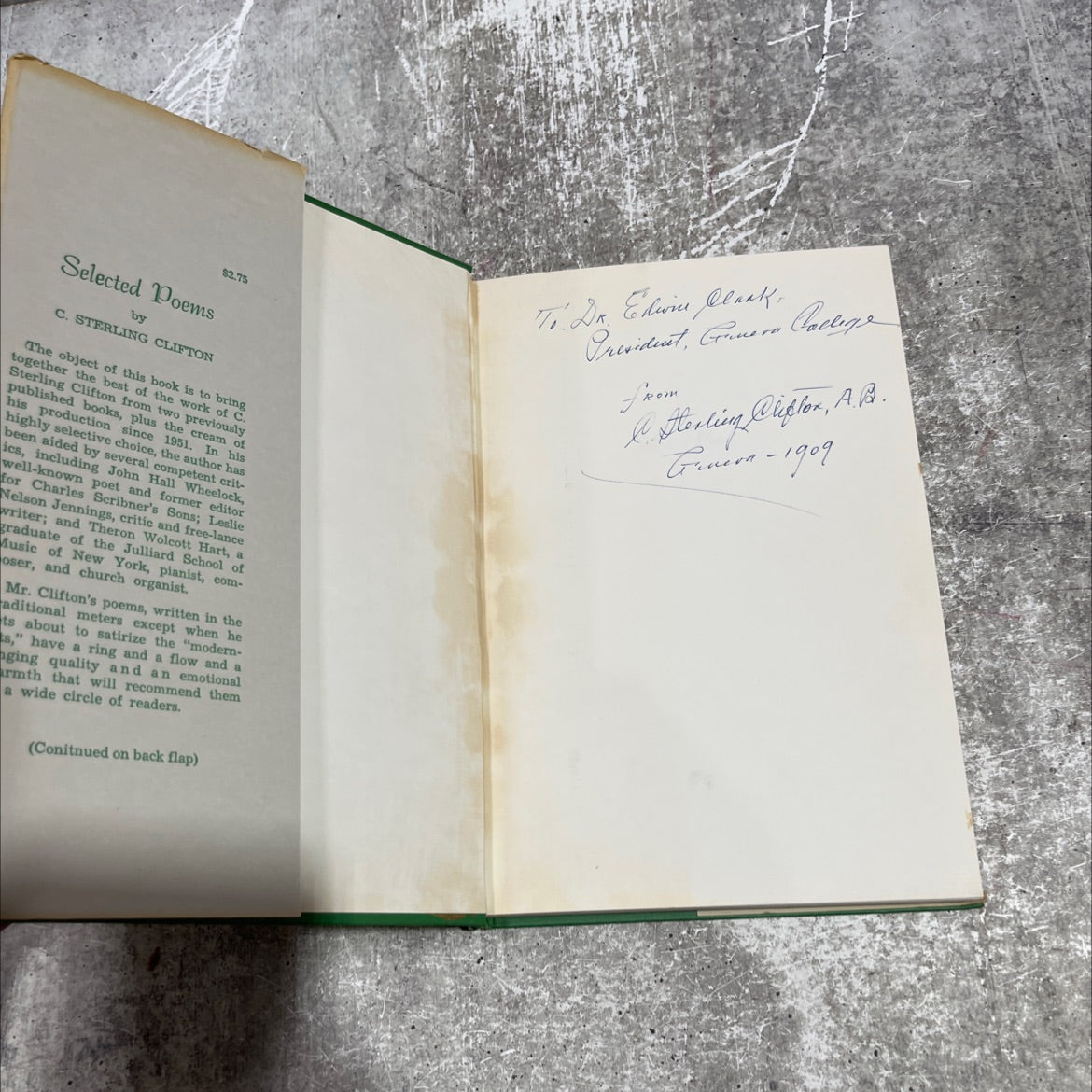 SIGNED selected poems book, by c. sterling clifton, 1959 Hardcover, Vintage image 4
