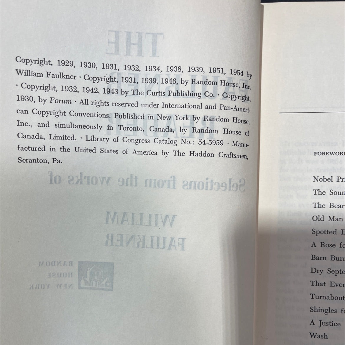 selections from the works of william faulkner book, by william faulkner, 1954 Hardcover image 3