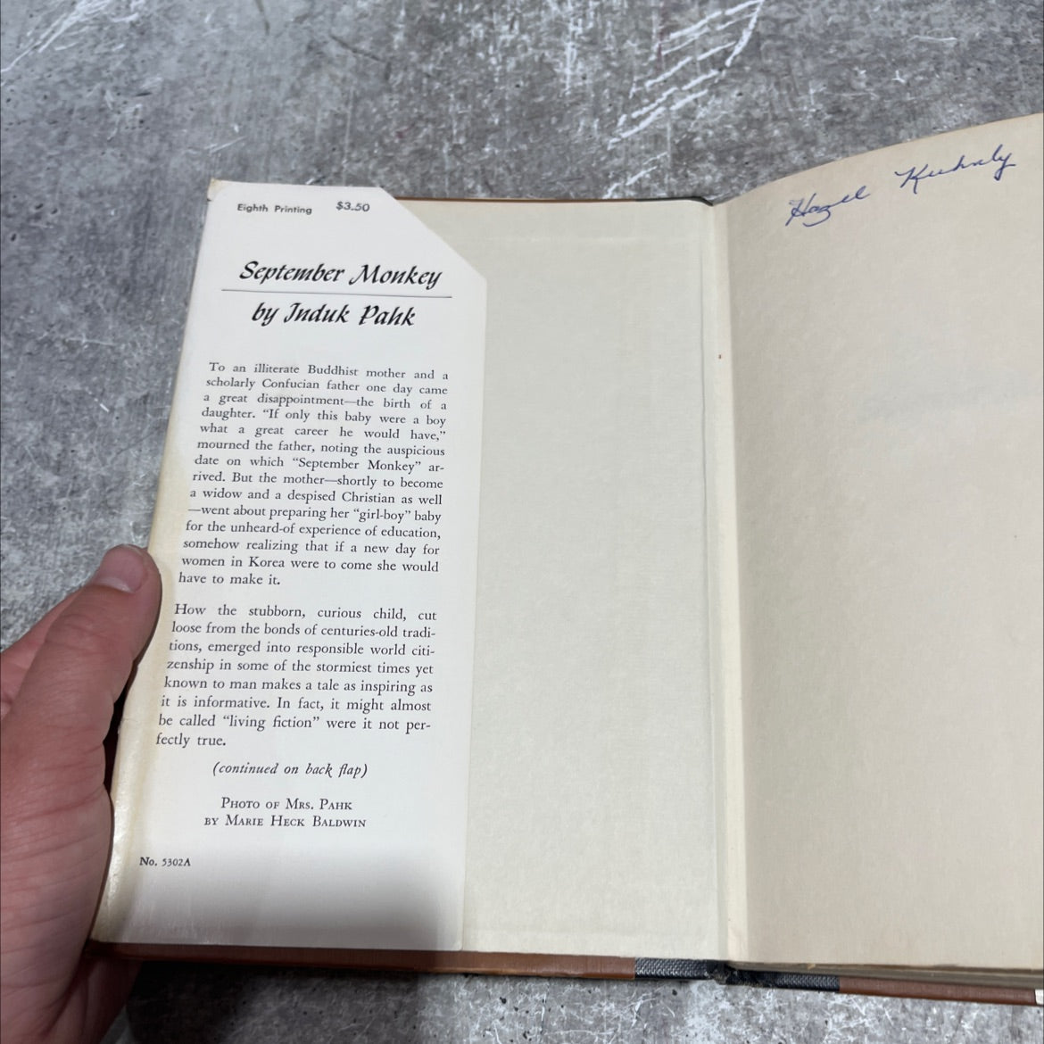 september monkey book, by induk pahk, 1954 Hardcover image 4