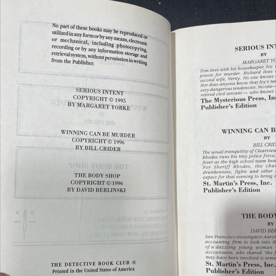 serious intent book, by margaret yorke, 1995 Hardcover image 3
