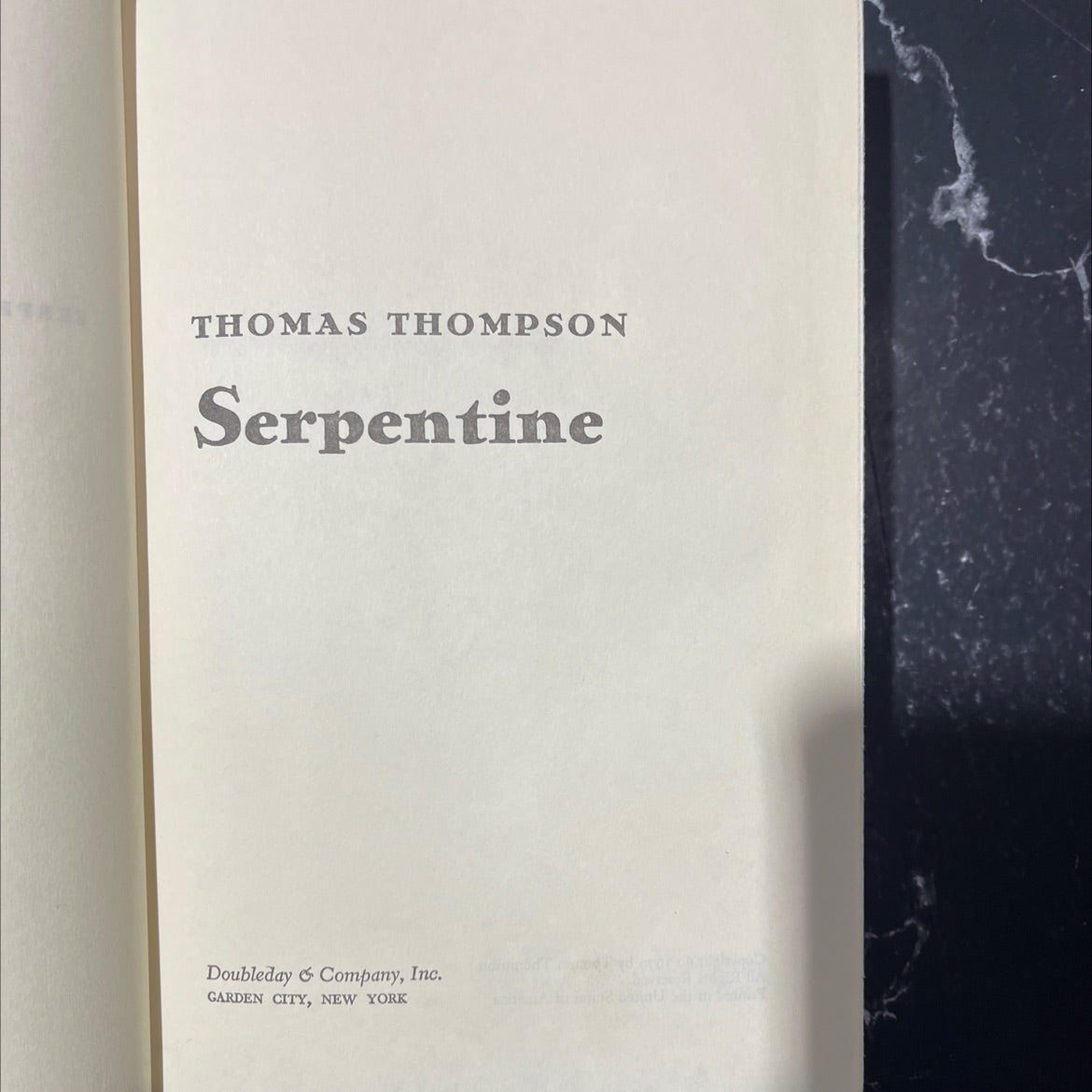 serpentine book, by thomas thompson, 1979 Hardcover image 2