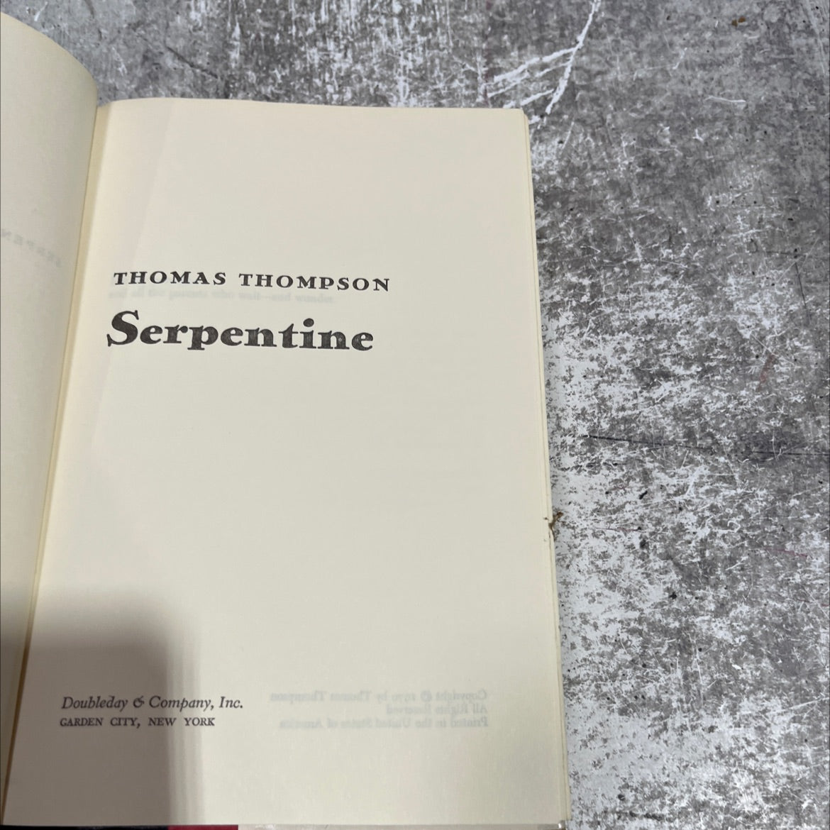 serpentine book, by thomas thompson, 1979 Hardcover image 2