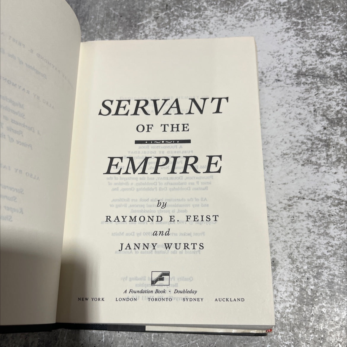 servant of the empire book, by raymond e. feist, janny wurts, 1990 Hardcover image 2