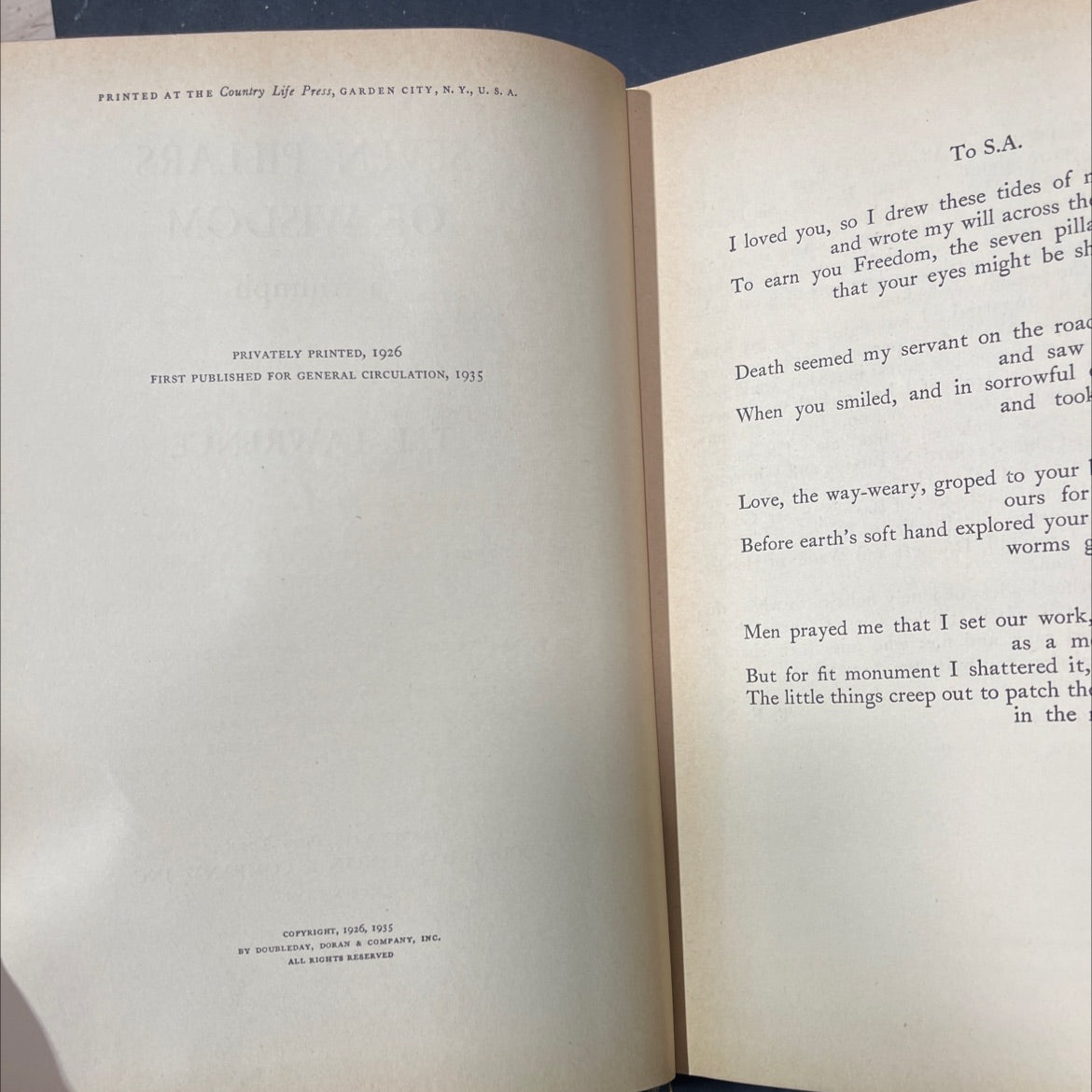 seven pillars of wisdom book, by T. E. Lawrence, 1936 Hardcover image 3