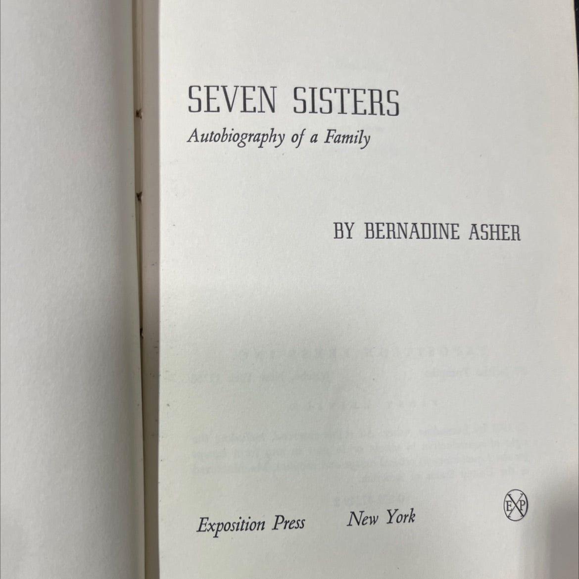 seven sisters autobiography of a family book, by bernadine asher, 1971 Hardcover image 2