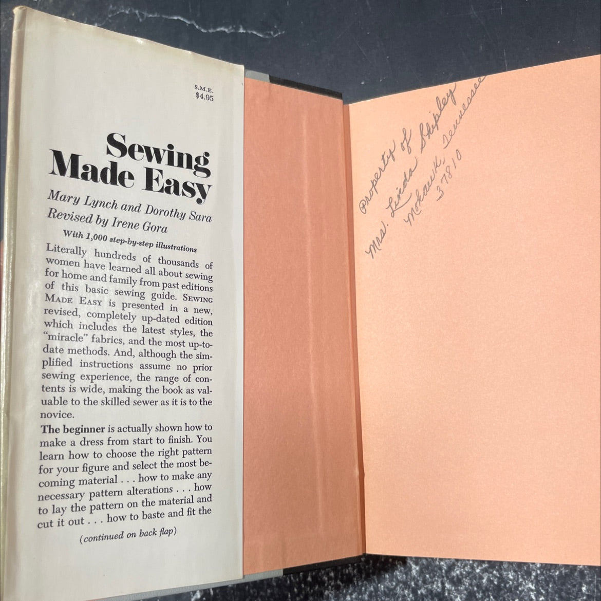 sewing made easy book, by Mary Lynch and Dorothy Sara, 1969 Hardcover image 4