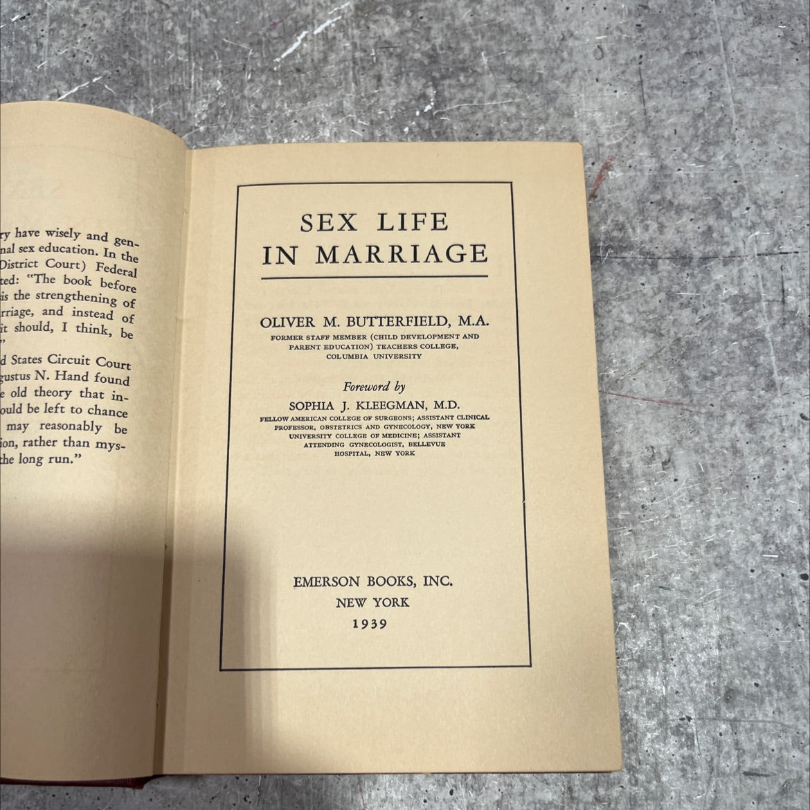 sex life in marriage book, by oliver m. butterfield, 1939 Hardcover image 2