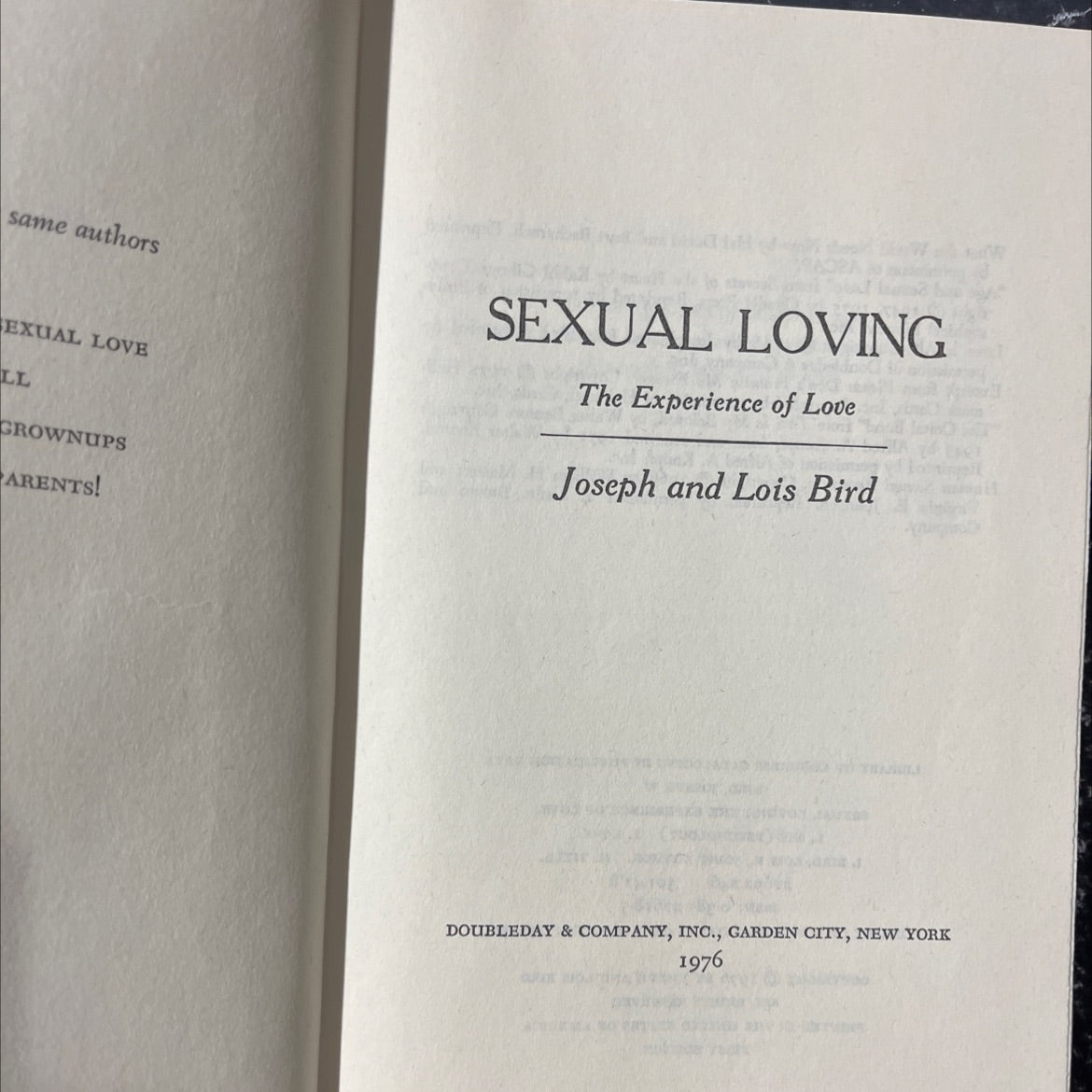 sexual loving: the experience of love book, by Joseph and Lois Bird, 1976 Hardcover image 2