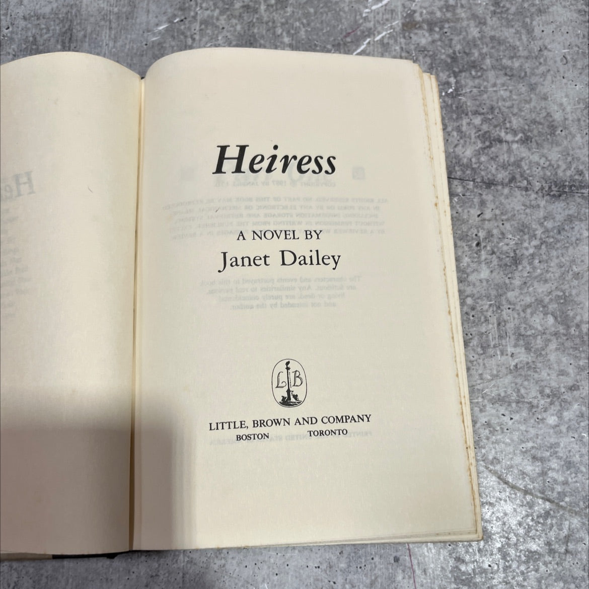 sh heiress book, by janet dailey, 1987 Hardcover image 2