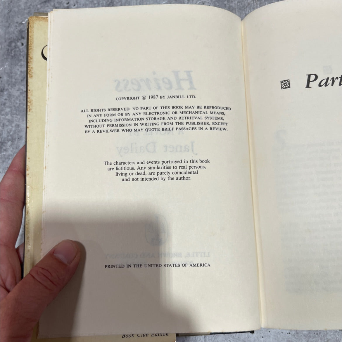 sh heiress book, by janet dailey, 1987 Hardcover image 3