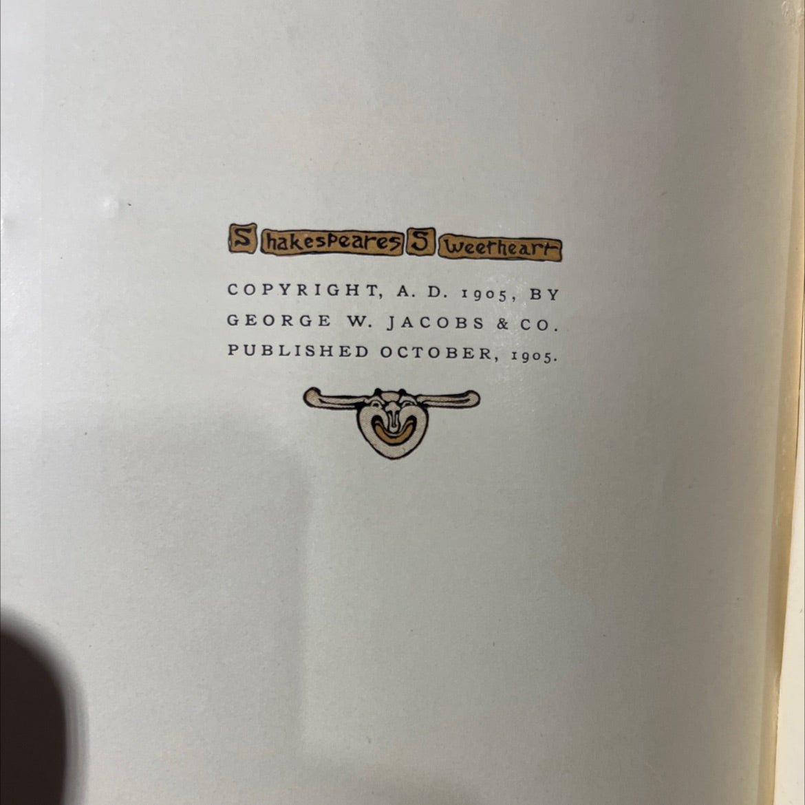 shakespeares sweetheart book, by sara hawks scarling, 1905 Hardcover image 3
