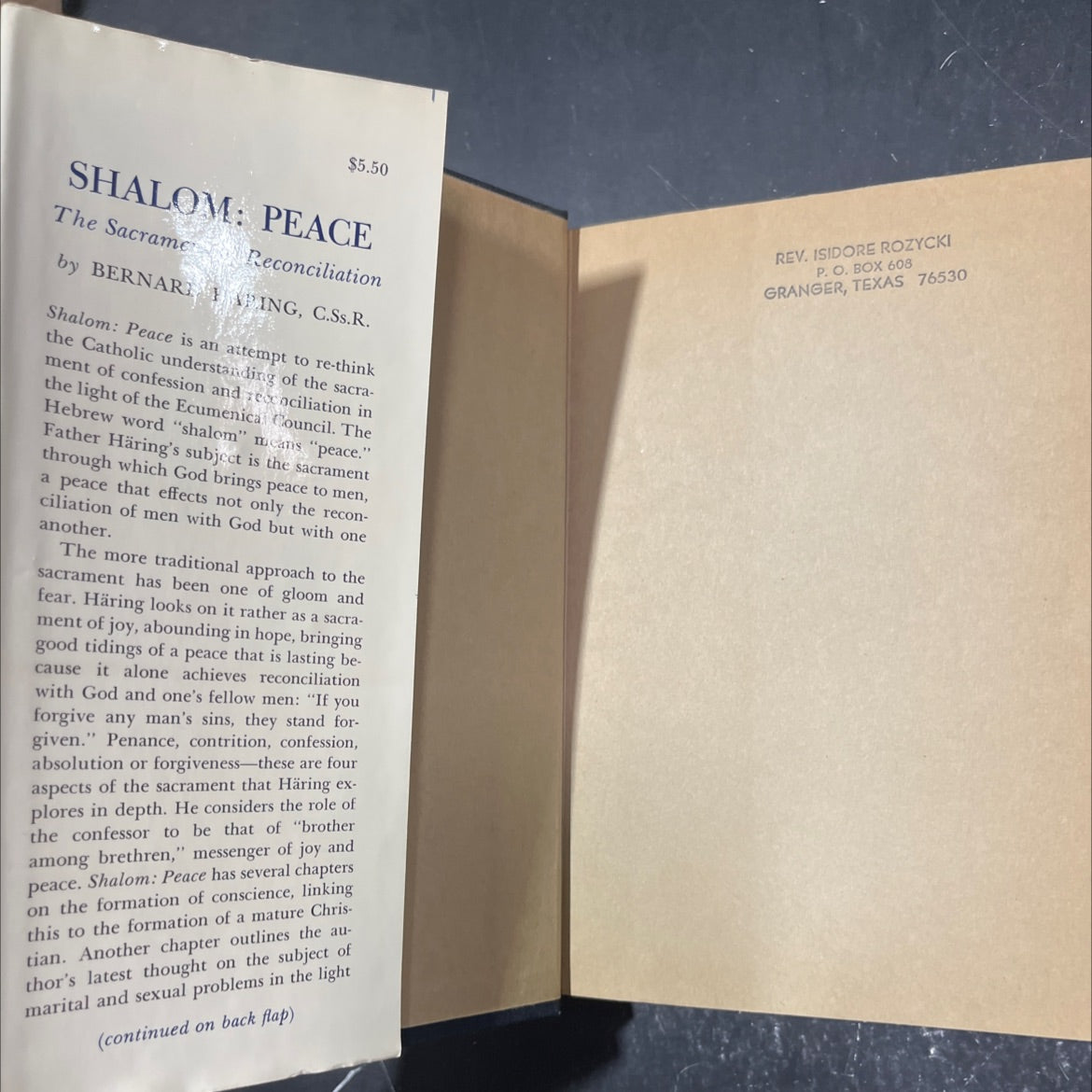 shalom: peace book, by Bernard Häring, 1968 Hardcover image 4