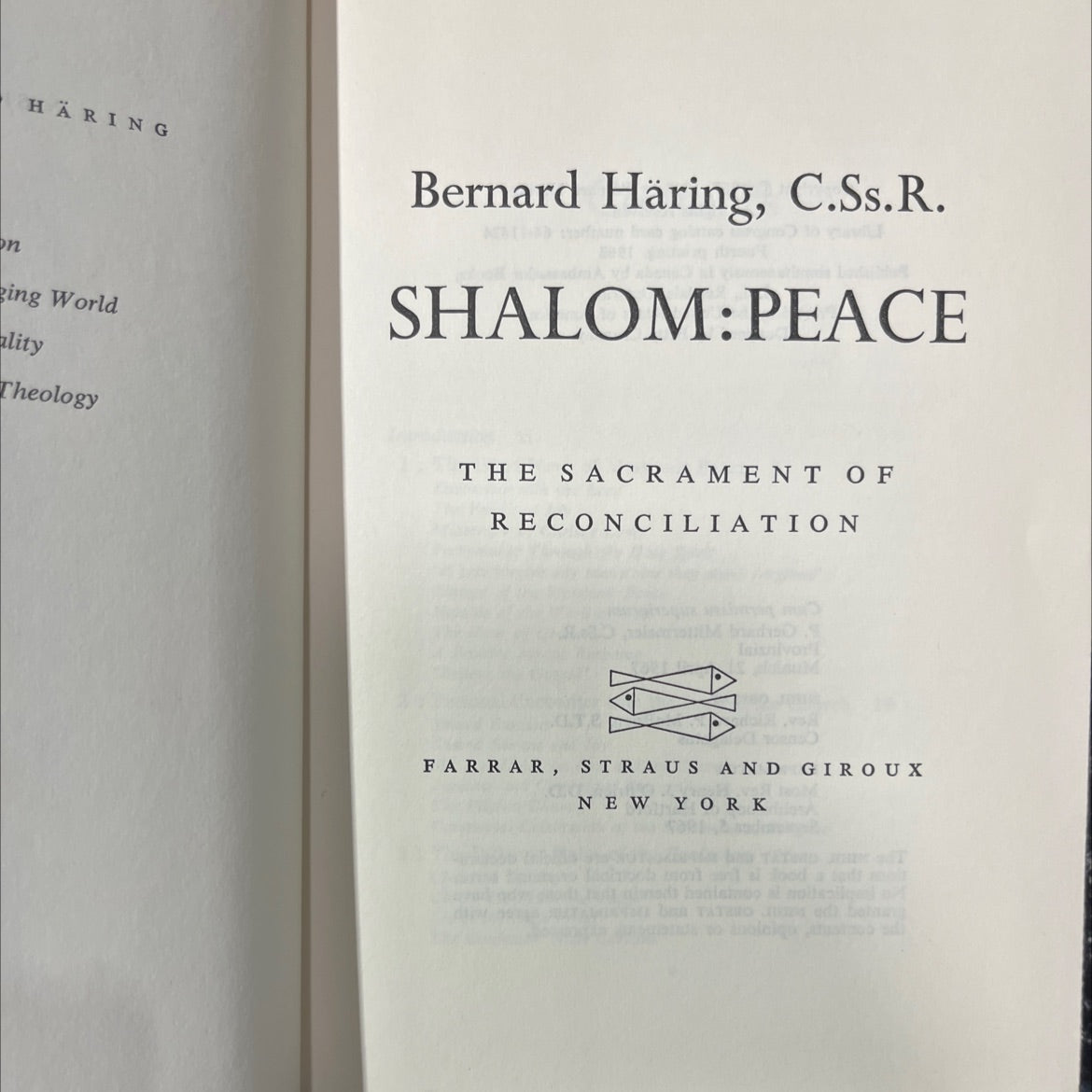 shalom: peace book, by Bernard Häring, 1968 Hardcover image 2