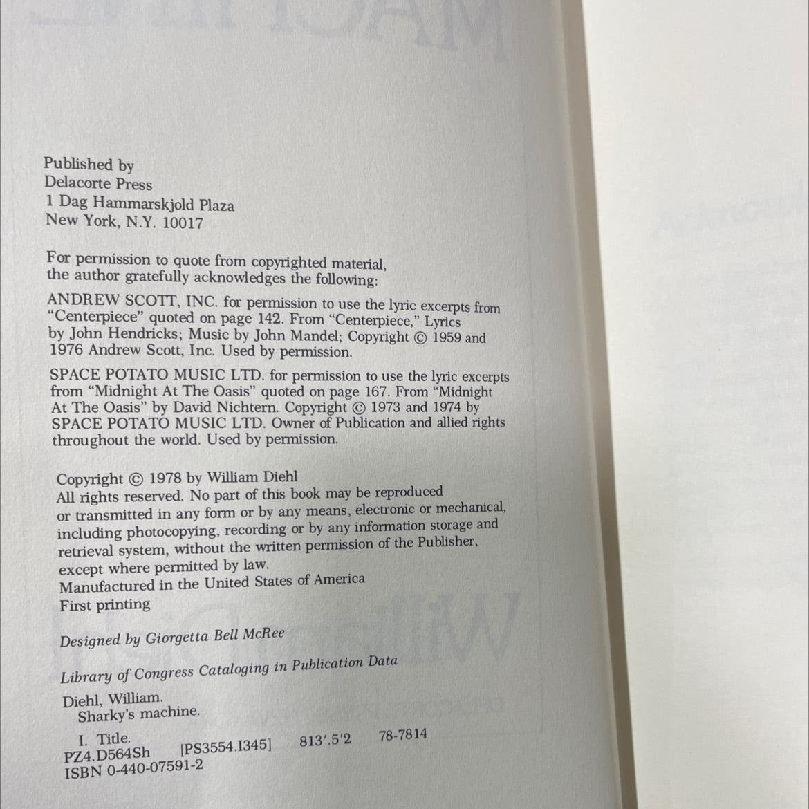 sharky's machine book, by William Diehl, 1978 Hardcover image 3