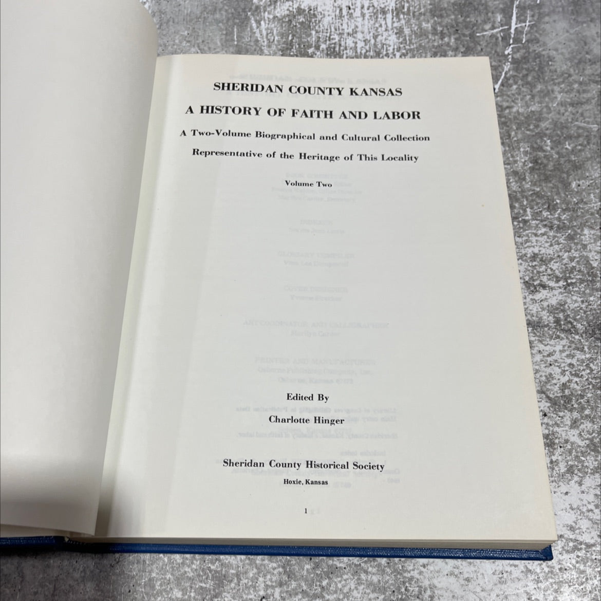 sheridan county kansas a history of faith and labor volume two book, by charlotte hinger, 1985 Hardcover image 2