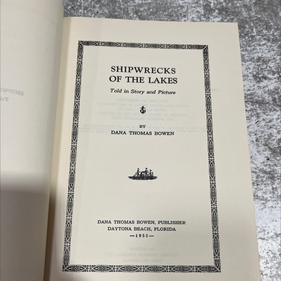 shipwrecks of the lakes book, by dana thomas bowen, 1952 Hardcover image 2