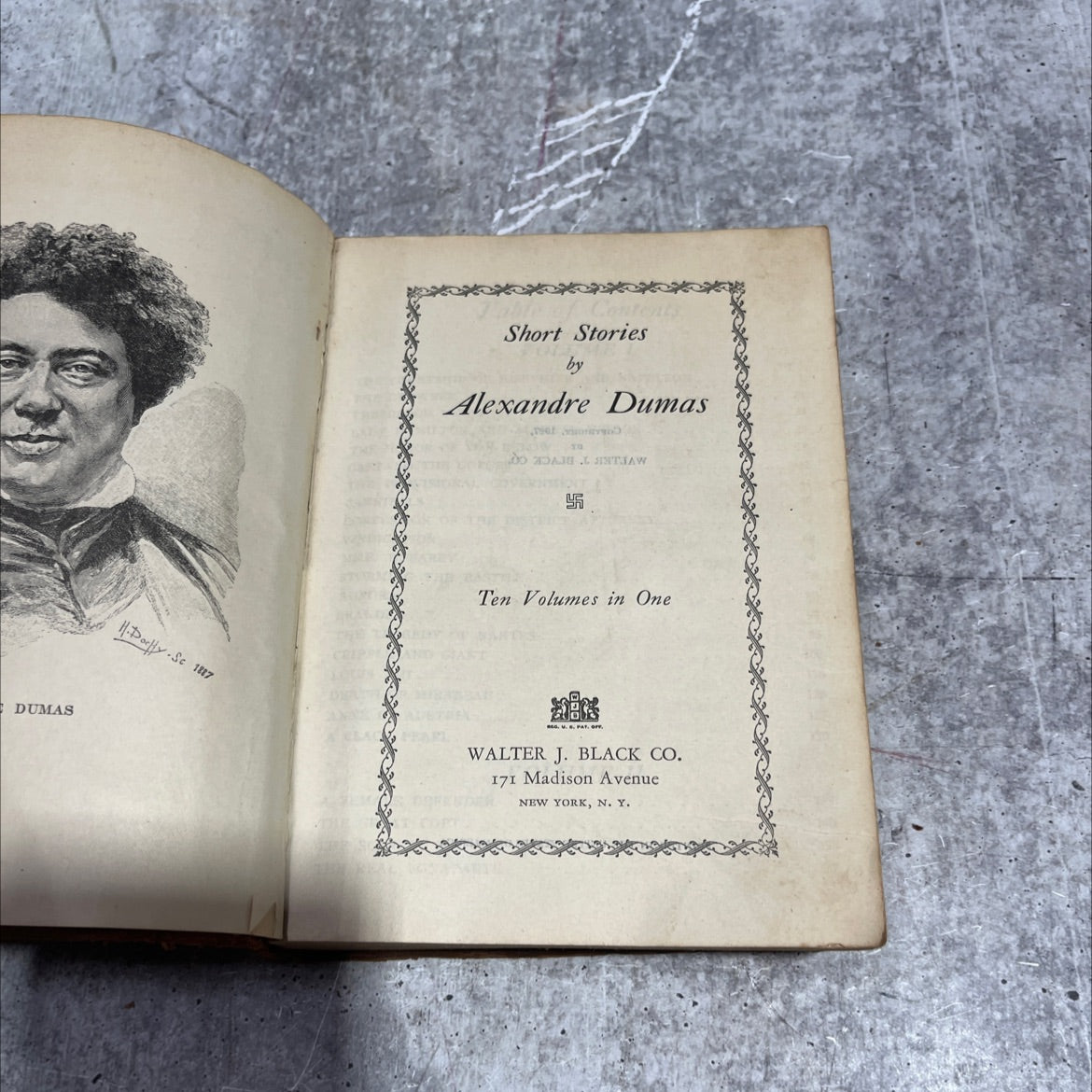 short stories book, by alexandre dumas, 1927 Leather image 2