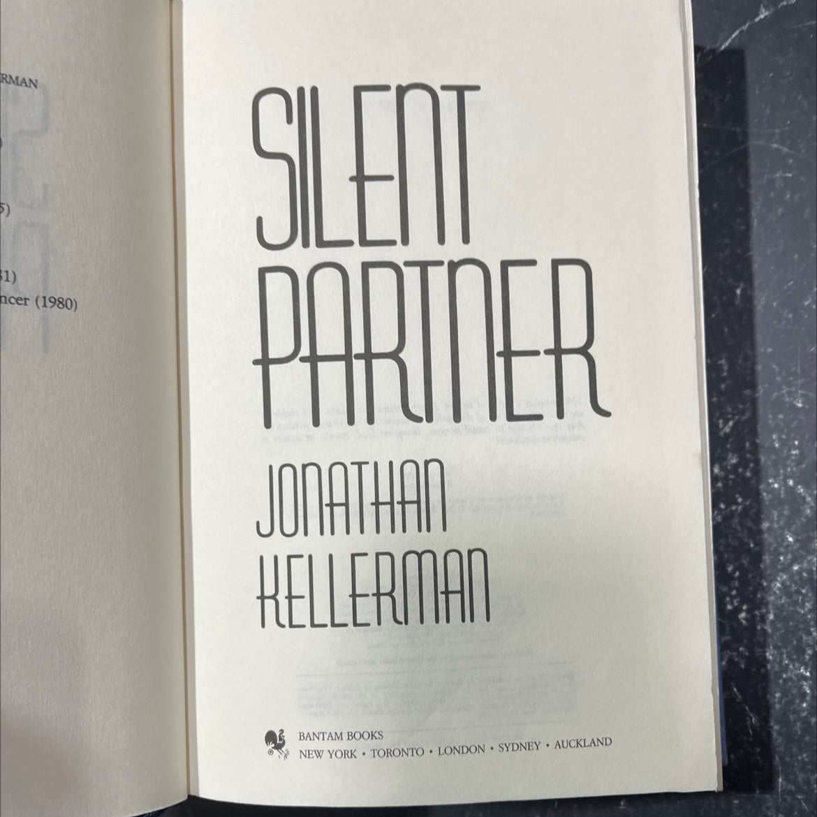 silent partner book, by jonathan kellerman, 1989 Hardcover image 2