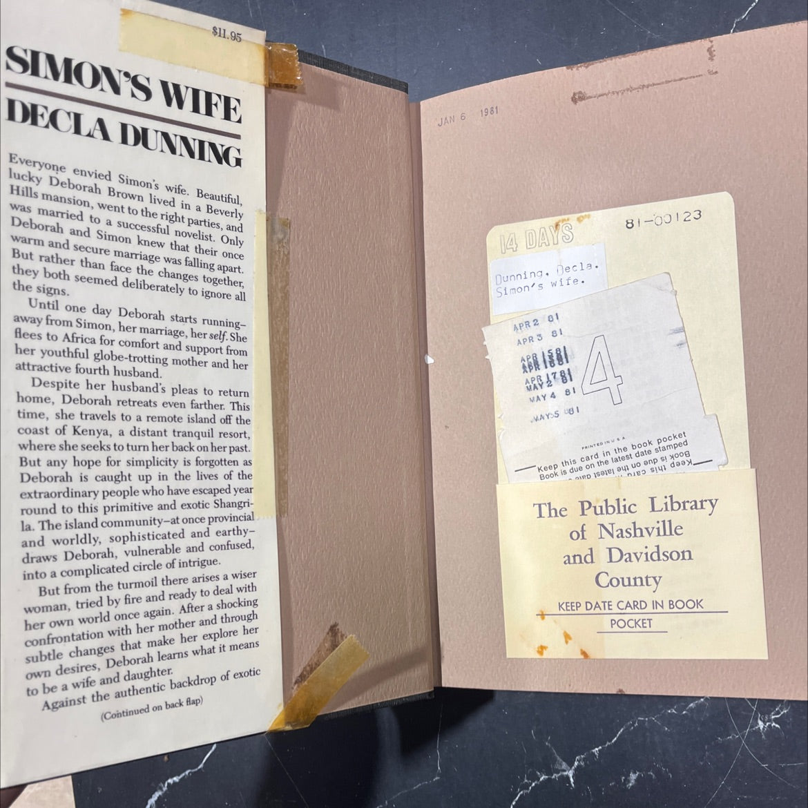 simon's wife book, by decla dunning, 1980 Hardcover image 4