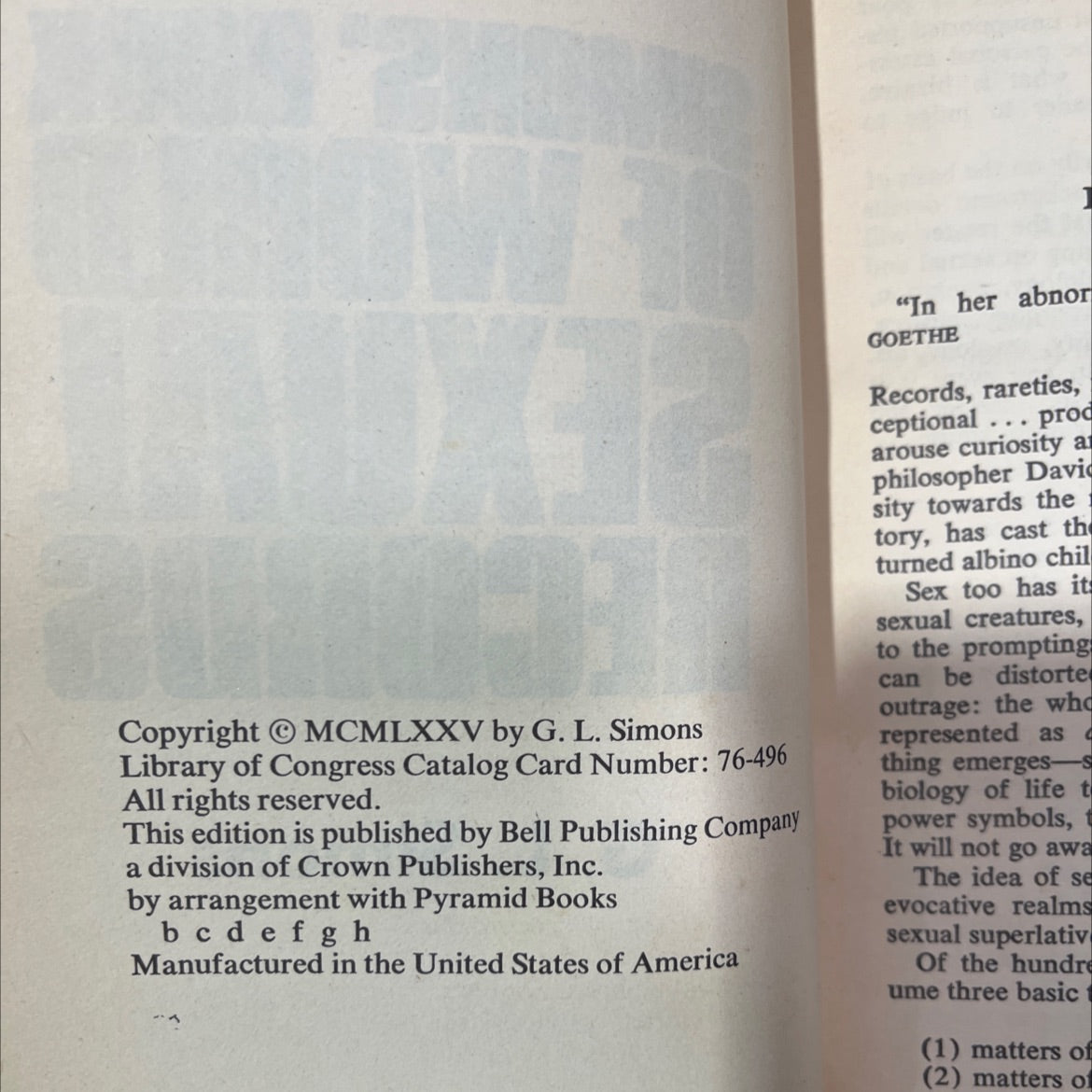 simons' book of world sexual records book, by g. l. simons, 1975 Hardcover image 3