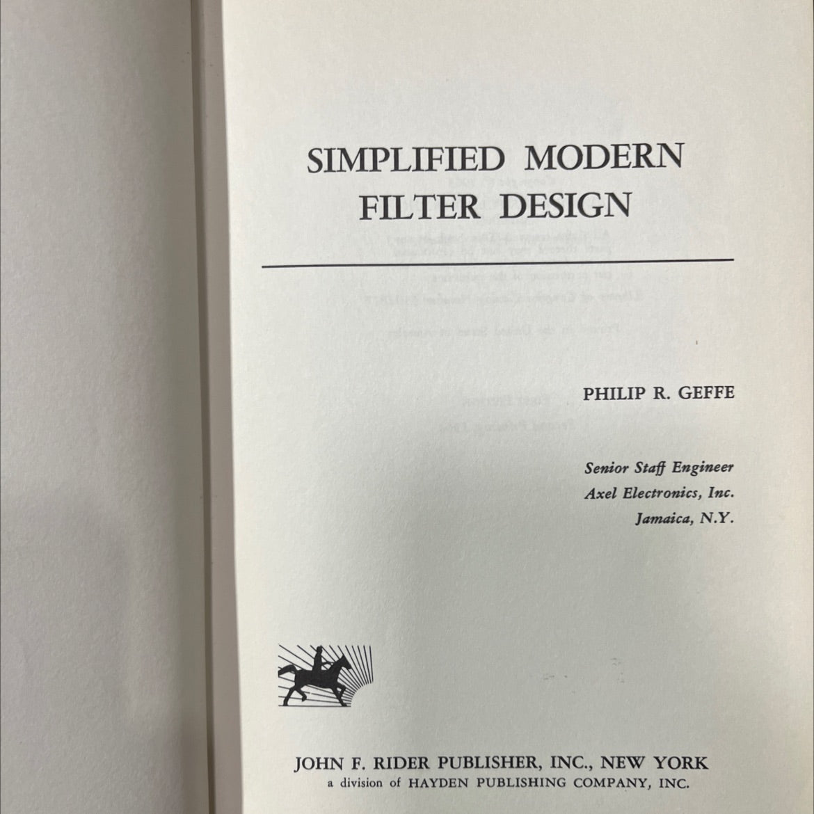 simplified modern filter design book, by philip r. geffe, 1964 Hardcover image 2