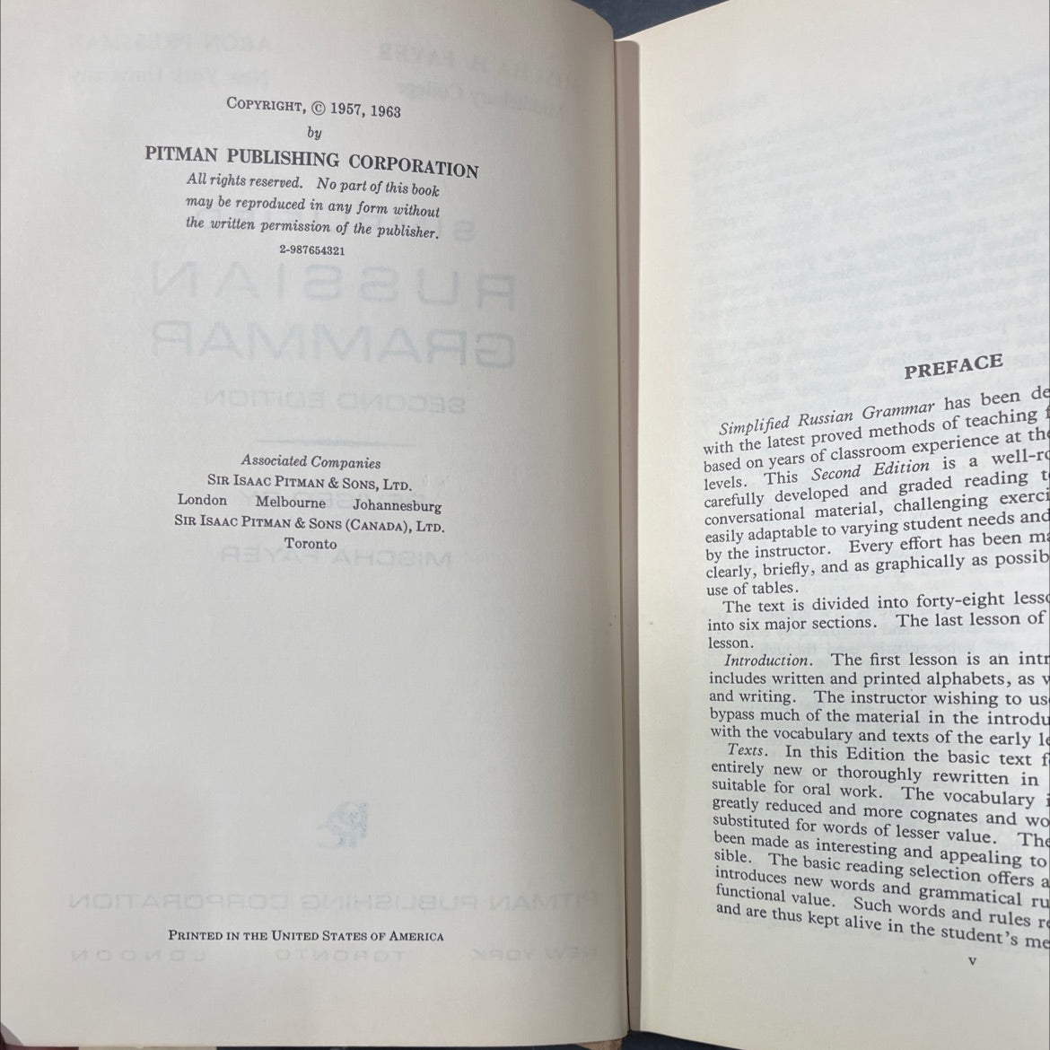 simplified russian grammar book, by mischa h. fayer, aron pressman, 1963 Hardcover image 3