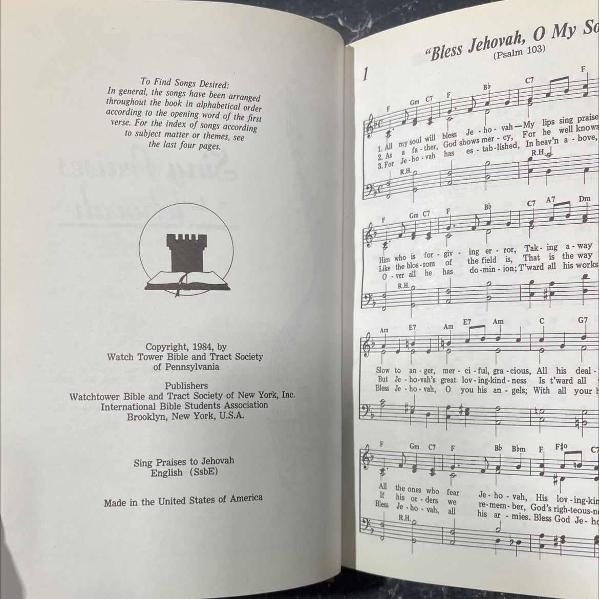sing praises to jehovah book, by Watch Tower Bible and Tract Society of Pennsylvania, 1984 Hardcover image 3