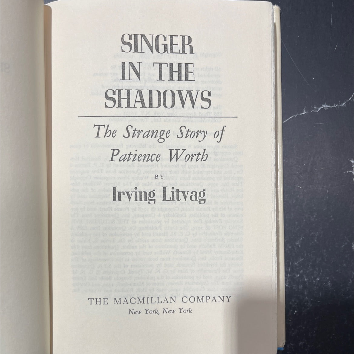 singer in the shadows the strange story of patience worth book, by irving litvag, 1972 Hardcover image 2