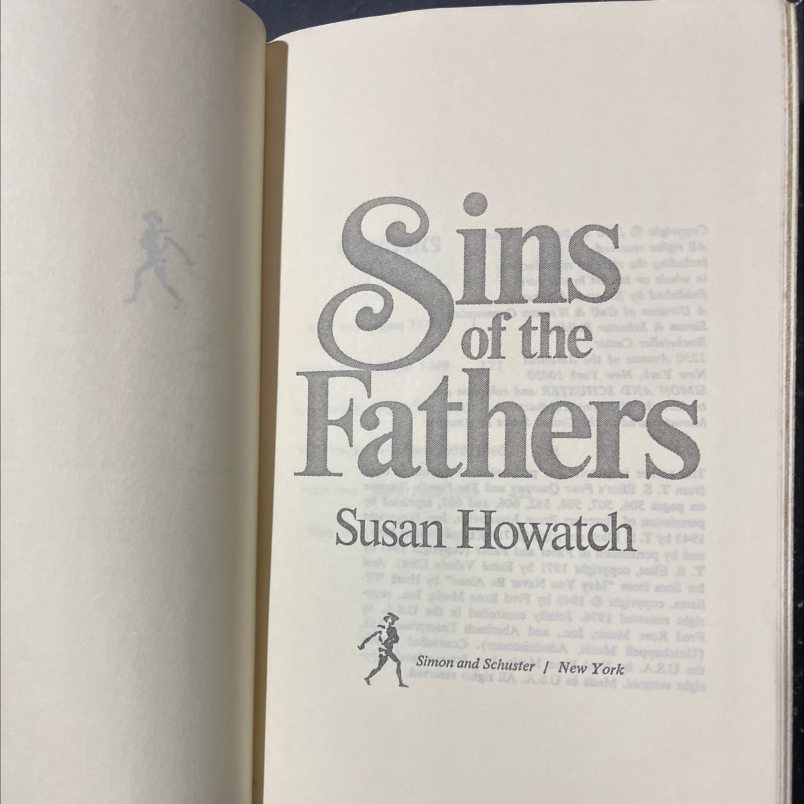 sins of the fathers book, by Susan Howatch, 1980 Hardcover image 2