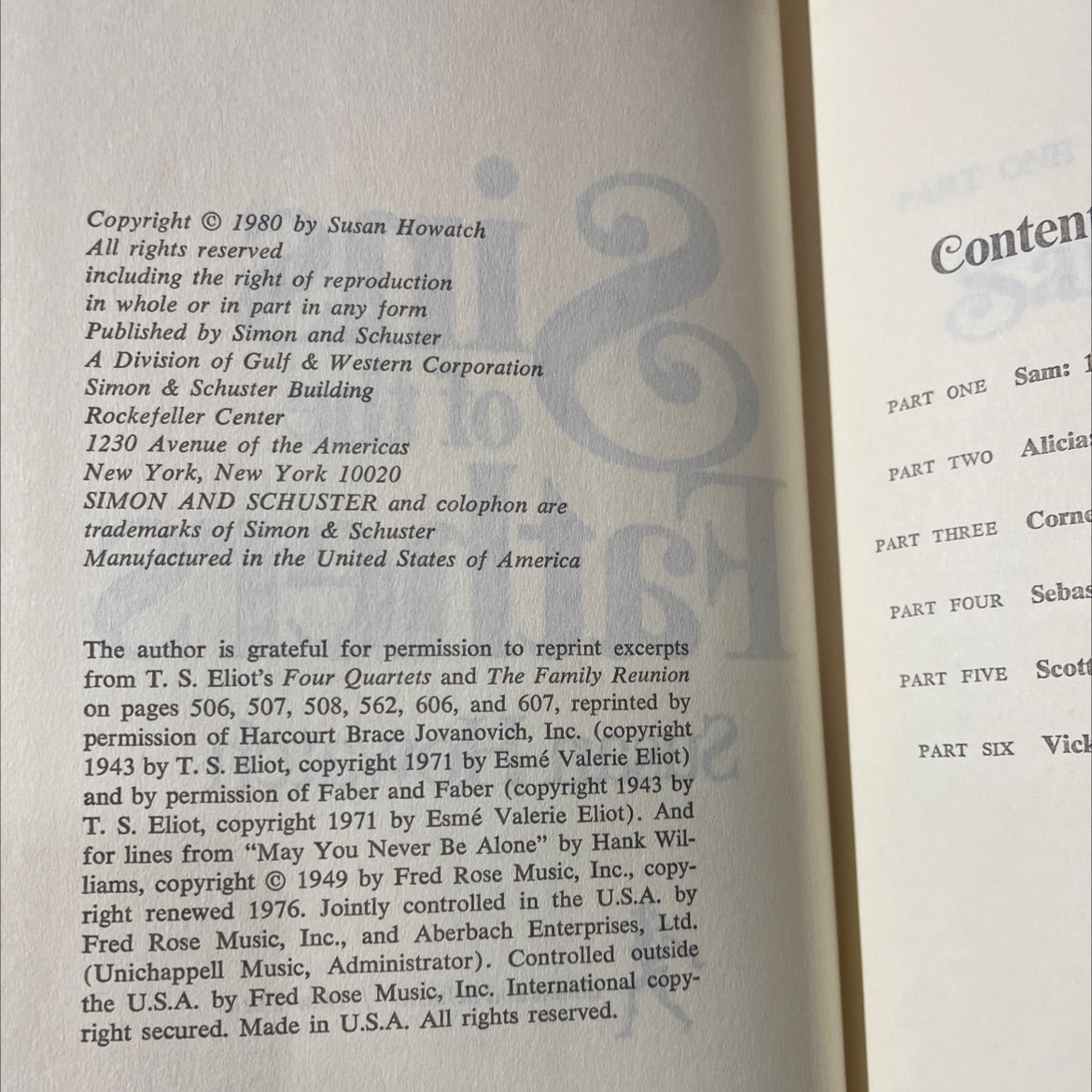 sins of the fathers book, by Susan Howatch, 1980 Hardcover image 3