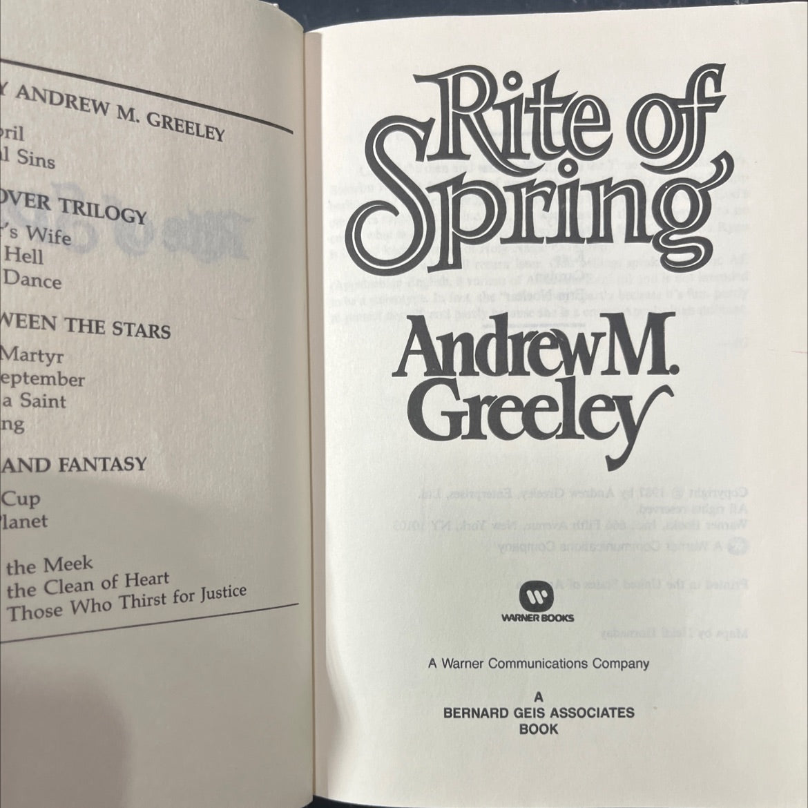 sins over the trilogy book, by andrew m. greeley, 2010 Hardcover image 2