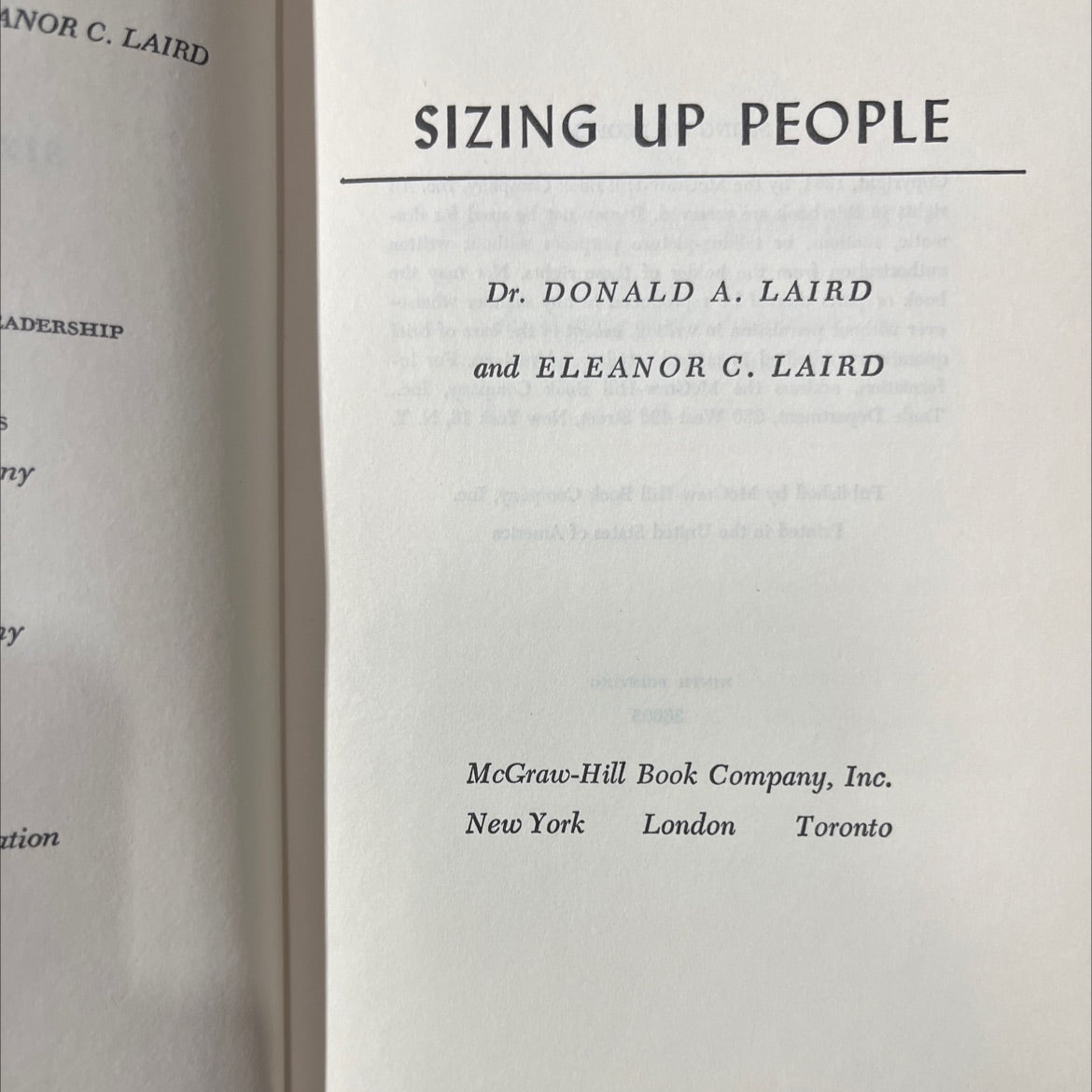sizing up people book, by anor c. laird, donald a. laird, eleanor c. laird, 1951 Hardcover image 2