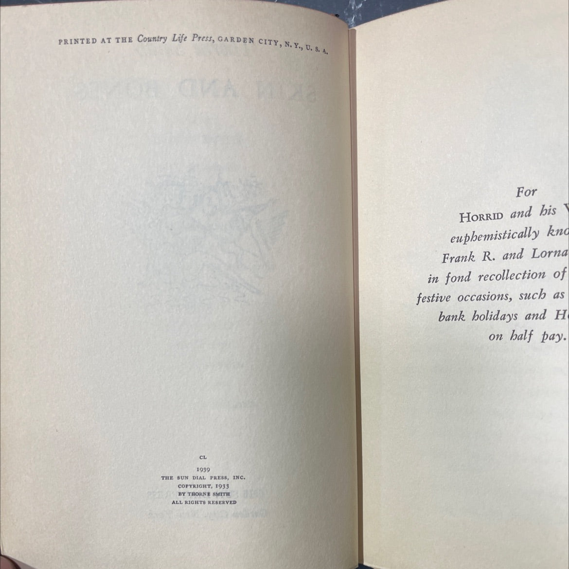 skin and bones book, by thorne smith, 1939 Hardcover image 3