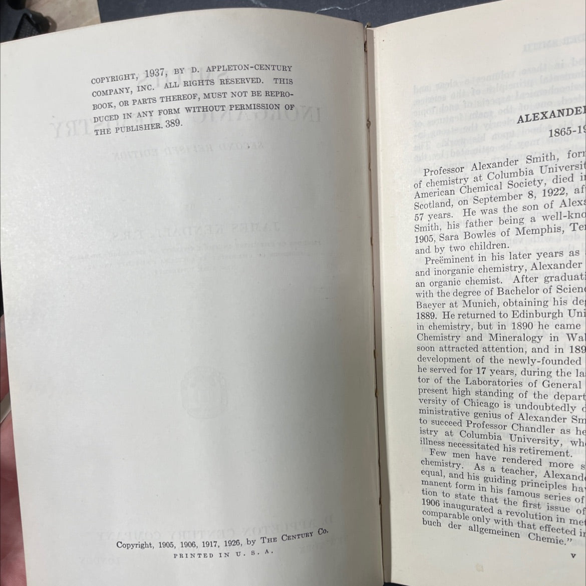 smith's inorganic chemistry second revised edition book, by james kendall, 1937 Hardcover image 3
