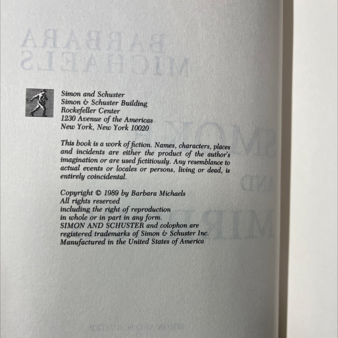 smoke and mirrors book, by barbara michaels, 1989 Hardcover image 3