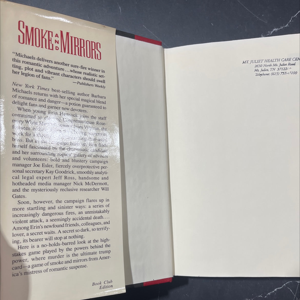 smoke and mirrors book, by barbara michaels, 1989 Hardcover image 4